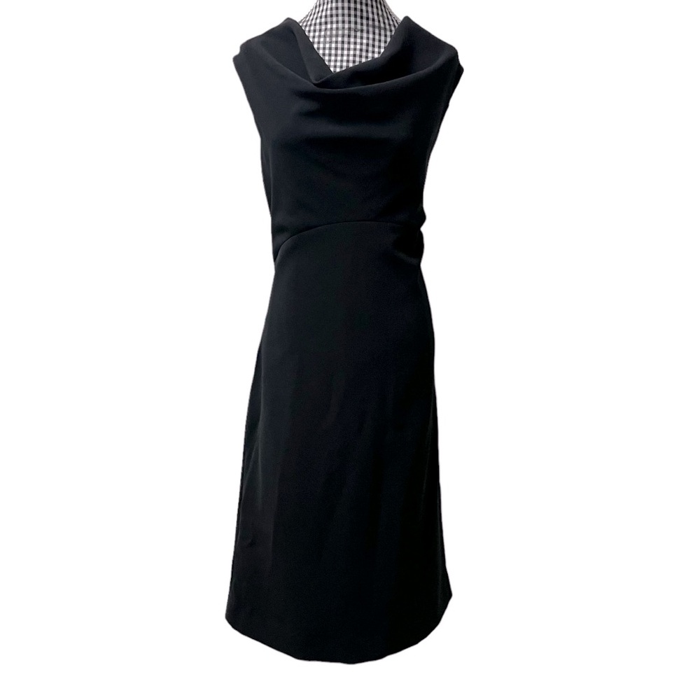 W by Worth Black Sleeveless Cowl Neck Lined Neutral Classic Sheath Dress Size 12